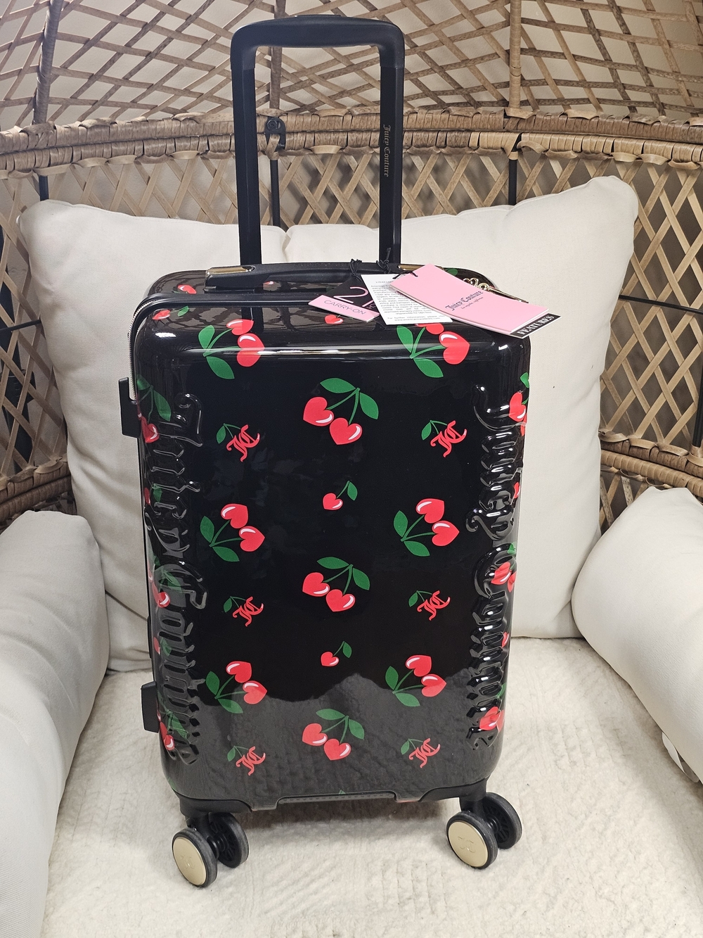 Juicy Couture Black Cherry Print Carry-On Luggage